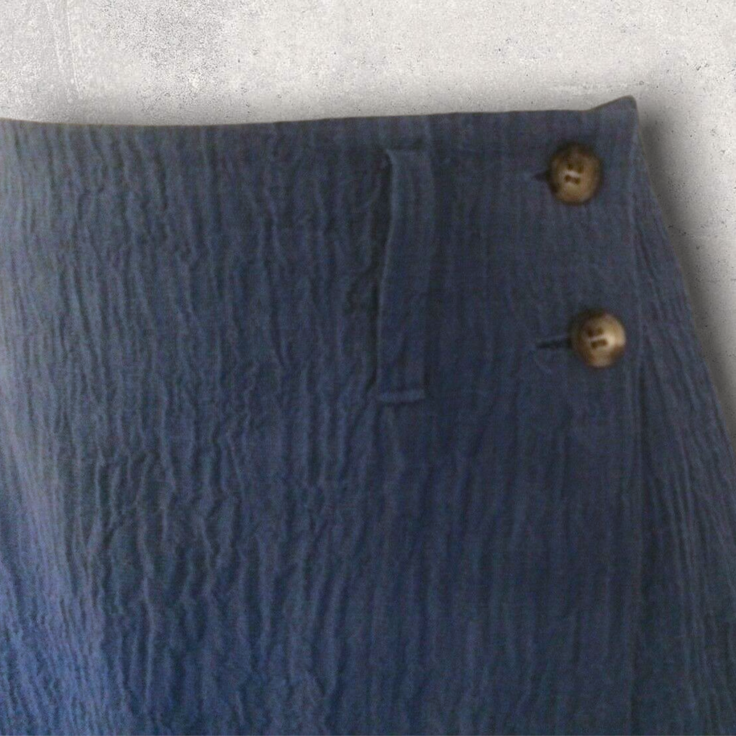 Mulberry Blue Long Textured Wrap Linen & Cotton Skirt UK 10 US 6 EU 38 Timeless Fashions