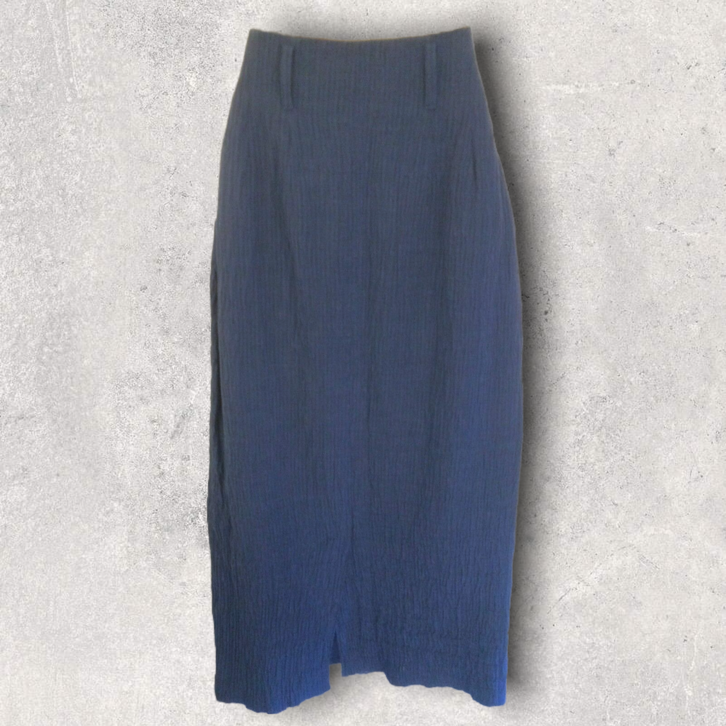 Mulberry Blue Long Textured Wrap Linen & Cotton Skirt UK 10 US 6 EU 38 Timeless Fashions
