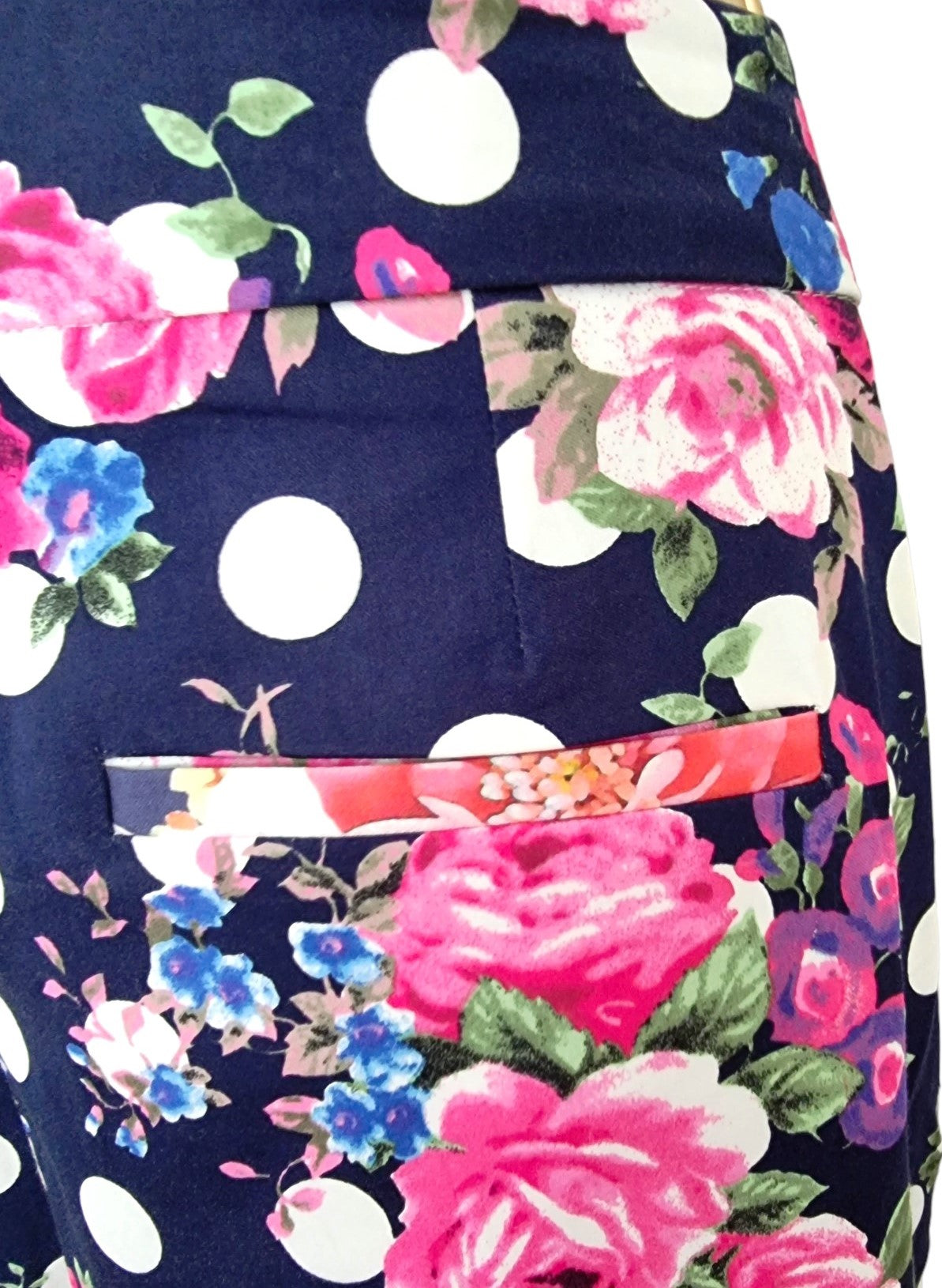 Pomodoro Navy Floral Summer Floral Ankle Length Pants. UK 18 US 14 EU 46 Timeless Fashions