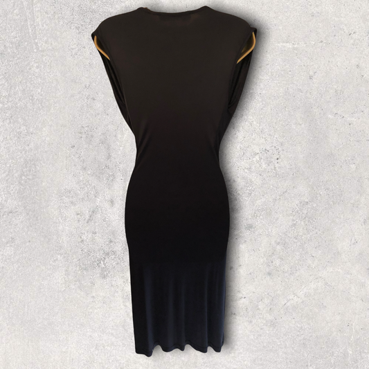 Jean Colonna Rare Vintage Black Silk Jersey Cowl Neck Dress UK 12 US 8 EU 40 Timeless Fashions