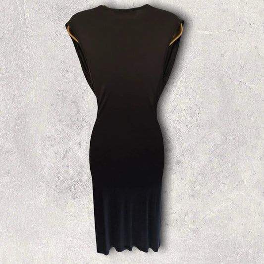 Jean Colonna Rare Vintage Black Silk Jersey Cowl Neck Dress UK 12 US 8 EU 40 - Timelessfashions