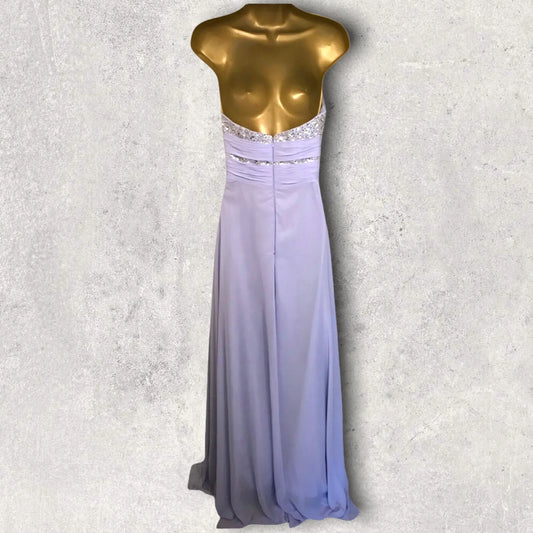 Taylor Gowns Womens Lilac Long Chiffon Diamante Halter Neck Dress UK 6 US 2 EU 34 - Timelessfashions