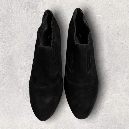 Bally Womens Black Suede Platform Booties UK 7 US 9.5 EU 40 Timeless Fashions
