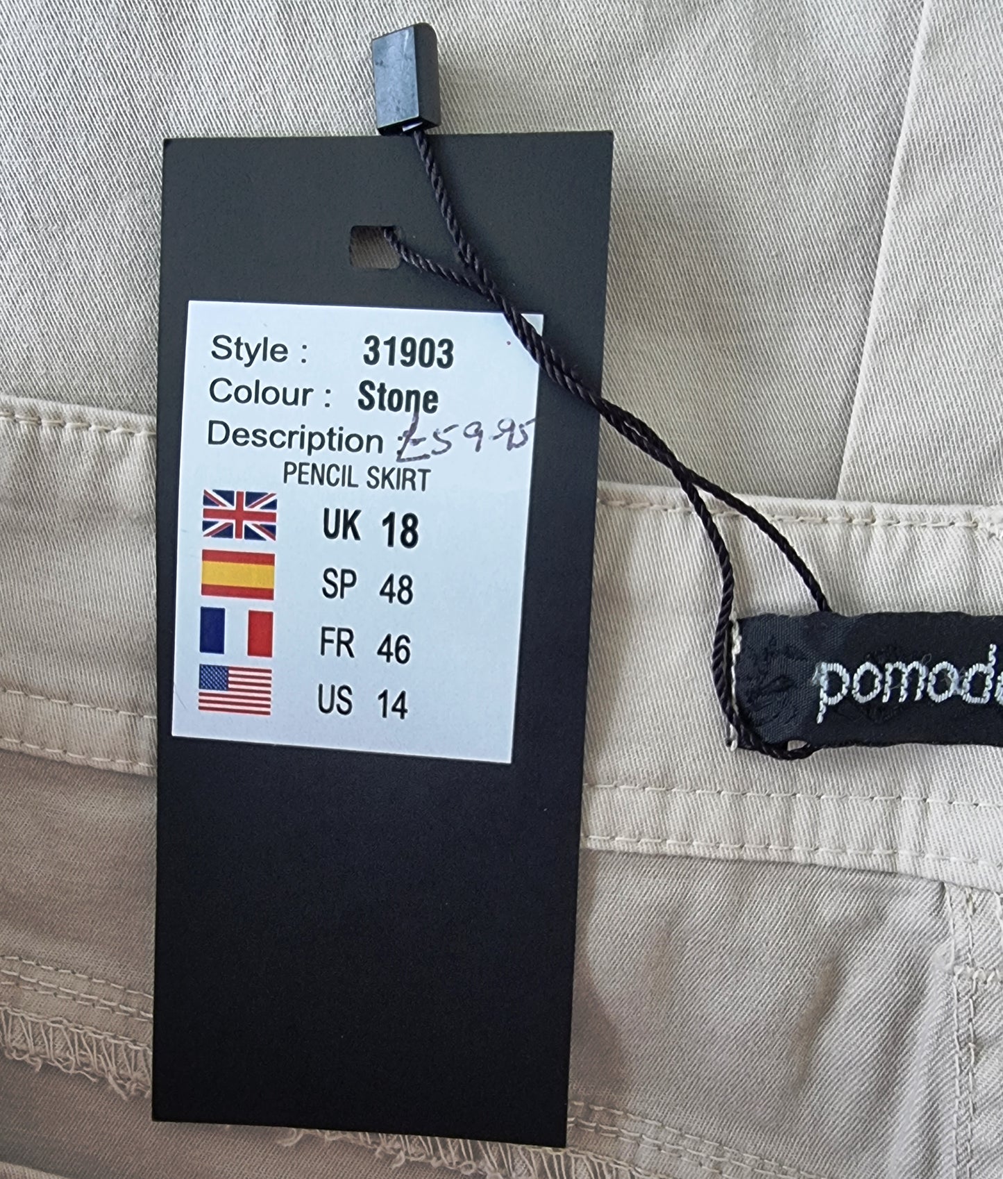 Pomodoro Womens Stone Stretch Cotton Skirt UK 18 US 14 EU 46 Timeless Fashions