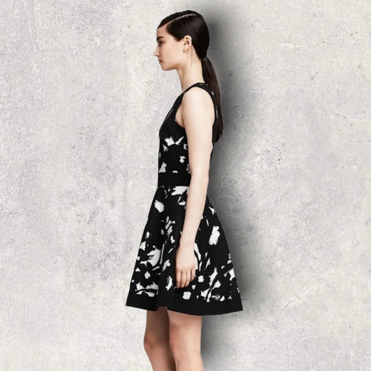 Banana Republic Womens Black & White Skater Dress UK 6 US 2 EU 34 - Timelessfashions