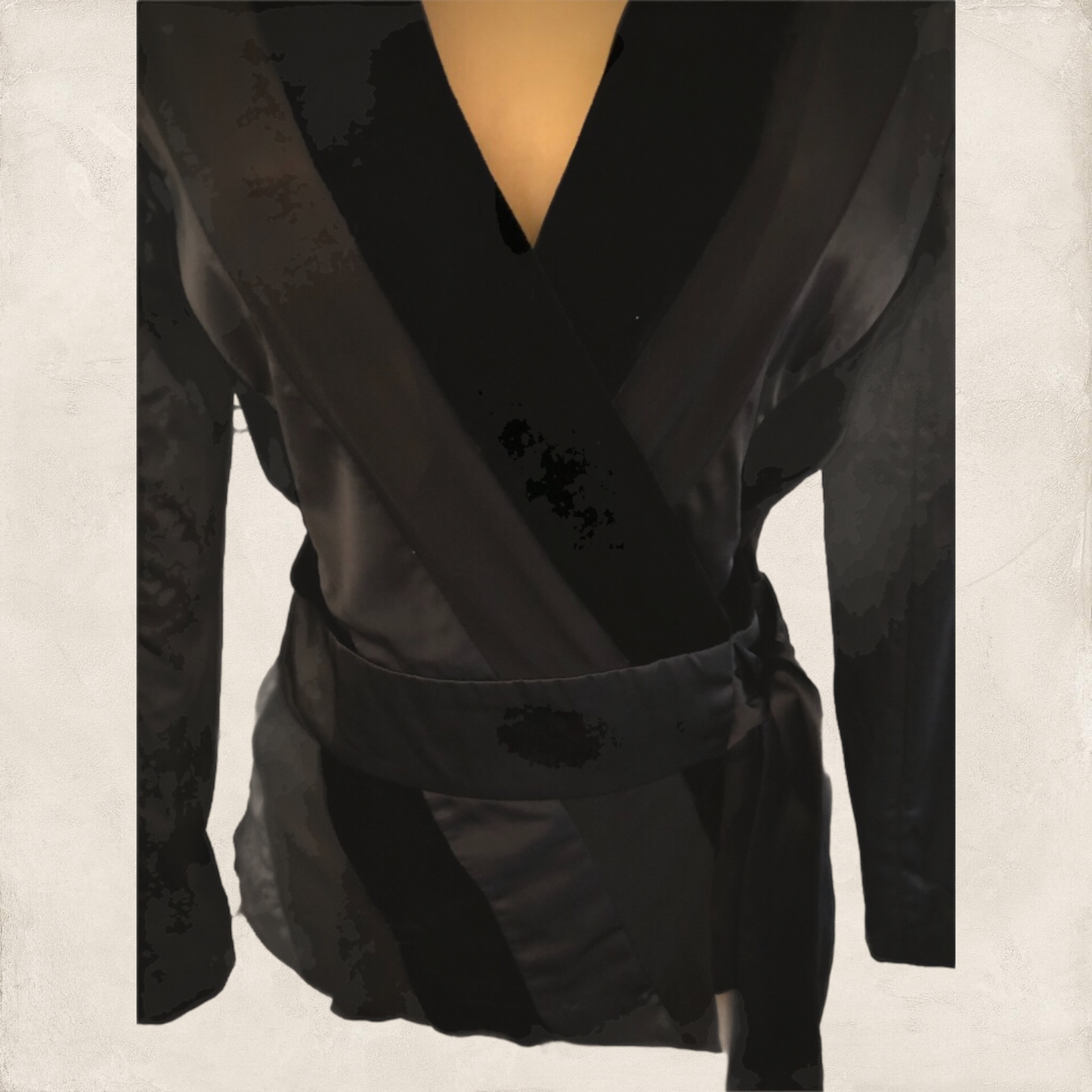 By Malene Birger Black Velvet, Silk & Satin Wrap Top UK 10 US 6 EU38 IT 42 Timeless Fashions