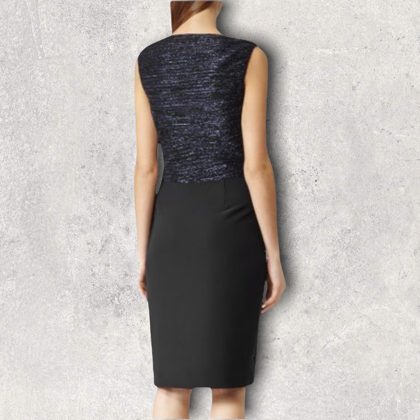 Reiss Alexei Navy Sparkly Lurex Sleeveless Bodycon Dress UK 12 US 8 EU 40 Timeless Fashions