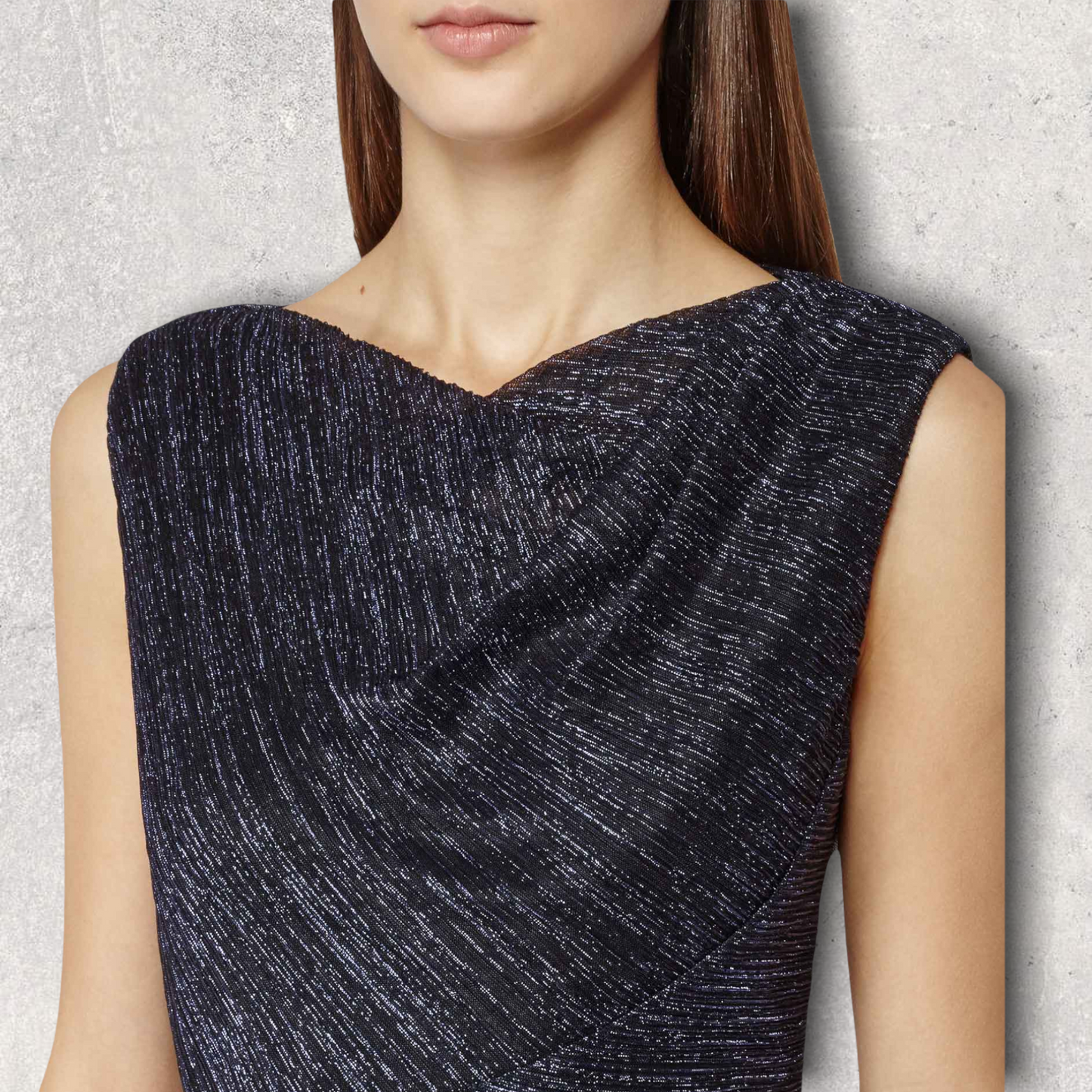 Reiss Alexei Navy Sparkly Lurex Sleeveless Bodycon Dress UK 12 US 8 EU 40 Timeless Fashions