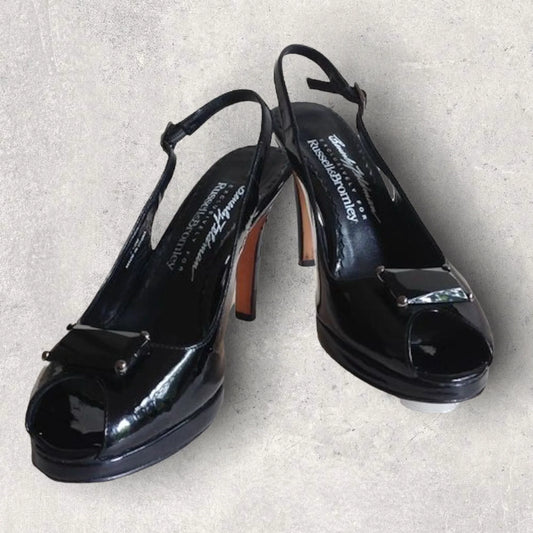 Russell & Bromley Beverly Feldman Black Swanky Patent Leather Shoes UK 7 US 9 - Timelessfashions