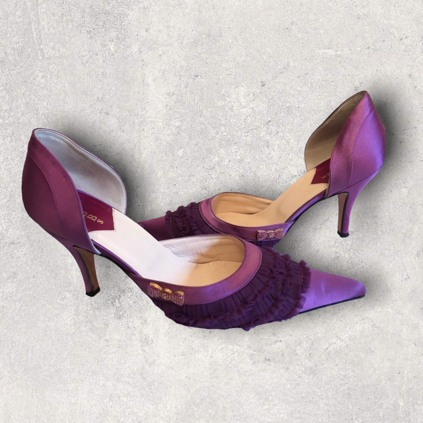 Hobbs magenta satin bow shoes UK 7 US 9.5 EU 41 Timeless Fashions
