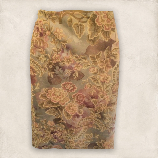 Phase Eight Golden & Dusky Pink Floral Skirt UK 12 US 8 EU 40 Timeless Fashions