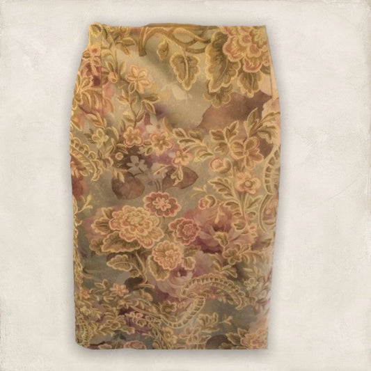 Phase Eight Golden & Dusky Pink Floral Skirt UK 12 US 8 EU 40 - Timelessfashions