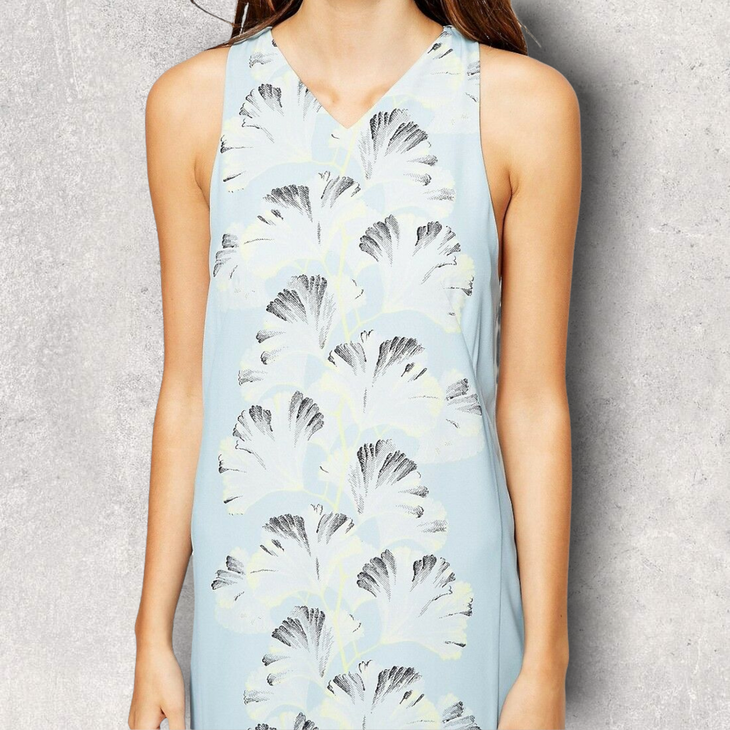 Whistles Blue Palm Print Longline Midi Dress UK 12 US 8 EU 40 Timeless Fashions