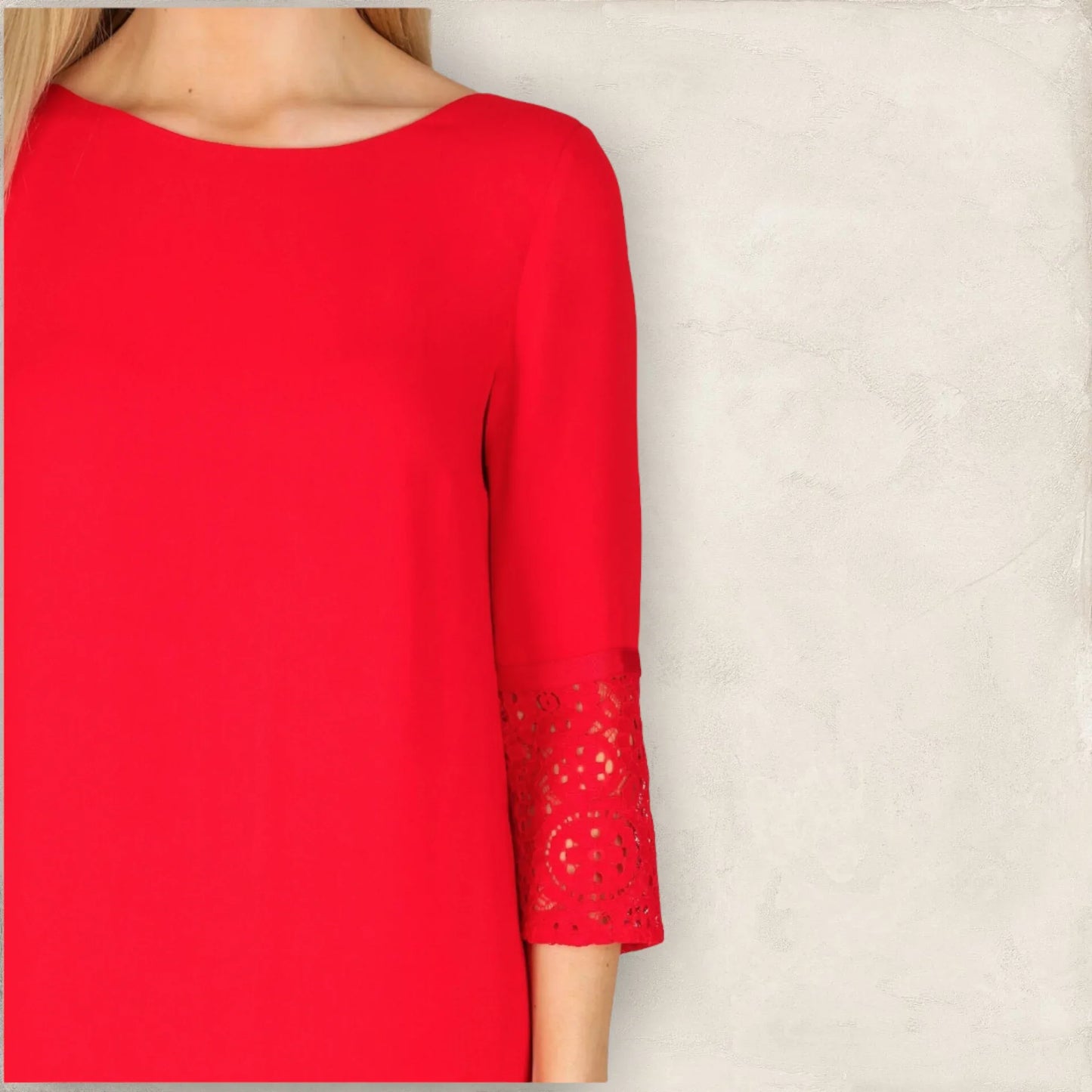 French Connection Red Crepe Half Sleeve Dress UK 12 US 8 EU 40 - Timelessfashions