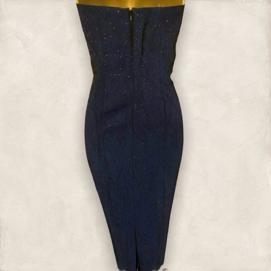 Samuel Marks Navy Sparkly Maxi Dress, Prom UK 12 US 8 EU 40 - Timelessfashions