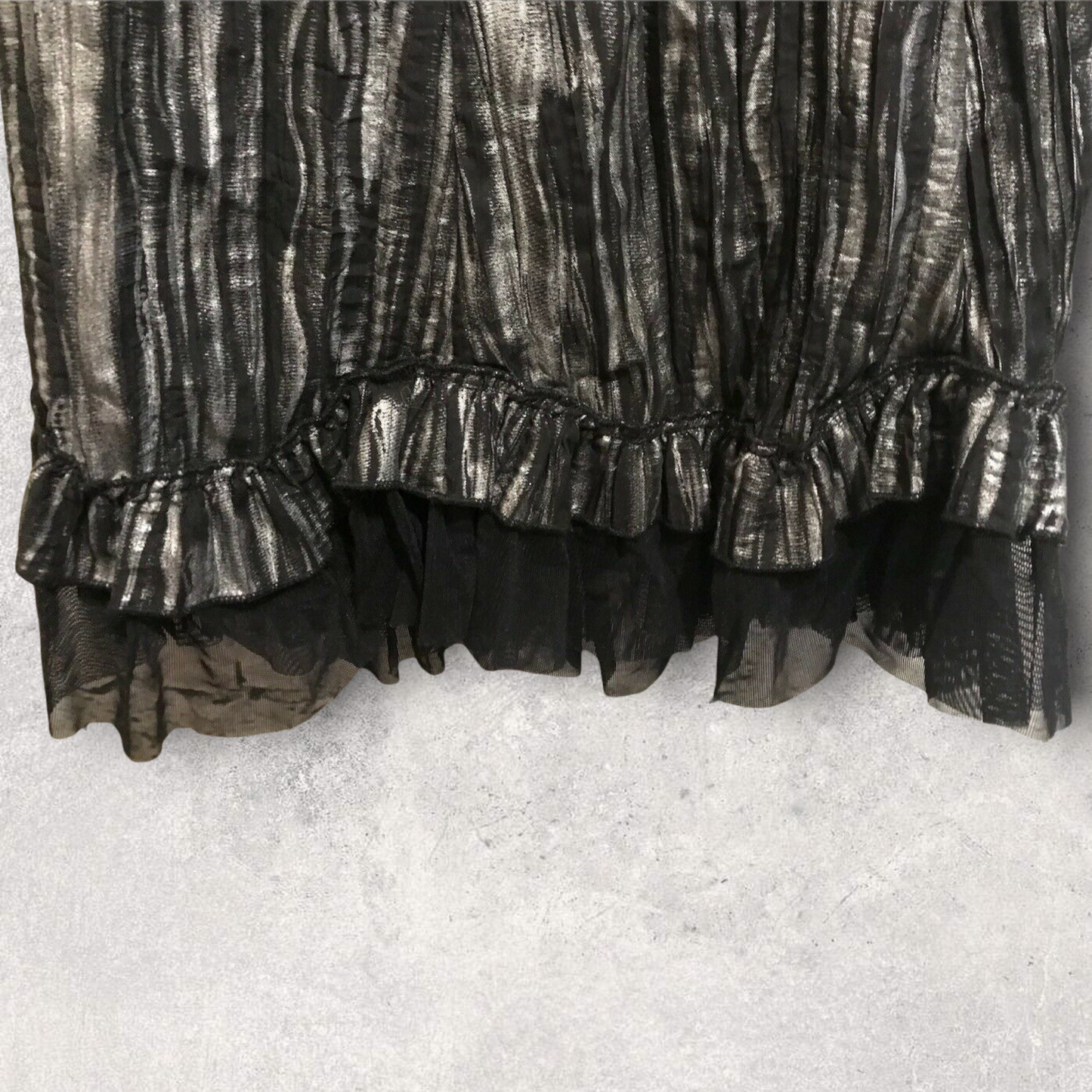 Frank Lyman Black Silver Textured Mesh Trim Skirt UK 14 US 10 EU 42 Timeless Fashions