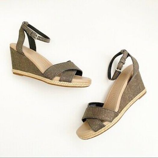 UGG Australia Women's Metallic Nyssa Wedge Sandals UK 6.5 Timeless Fashions