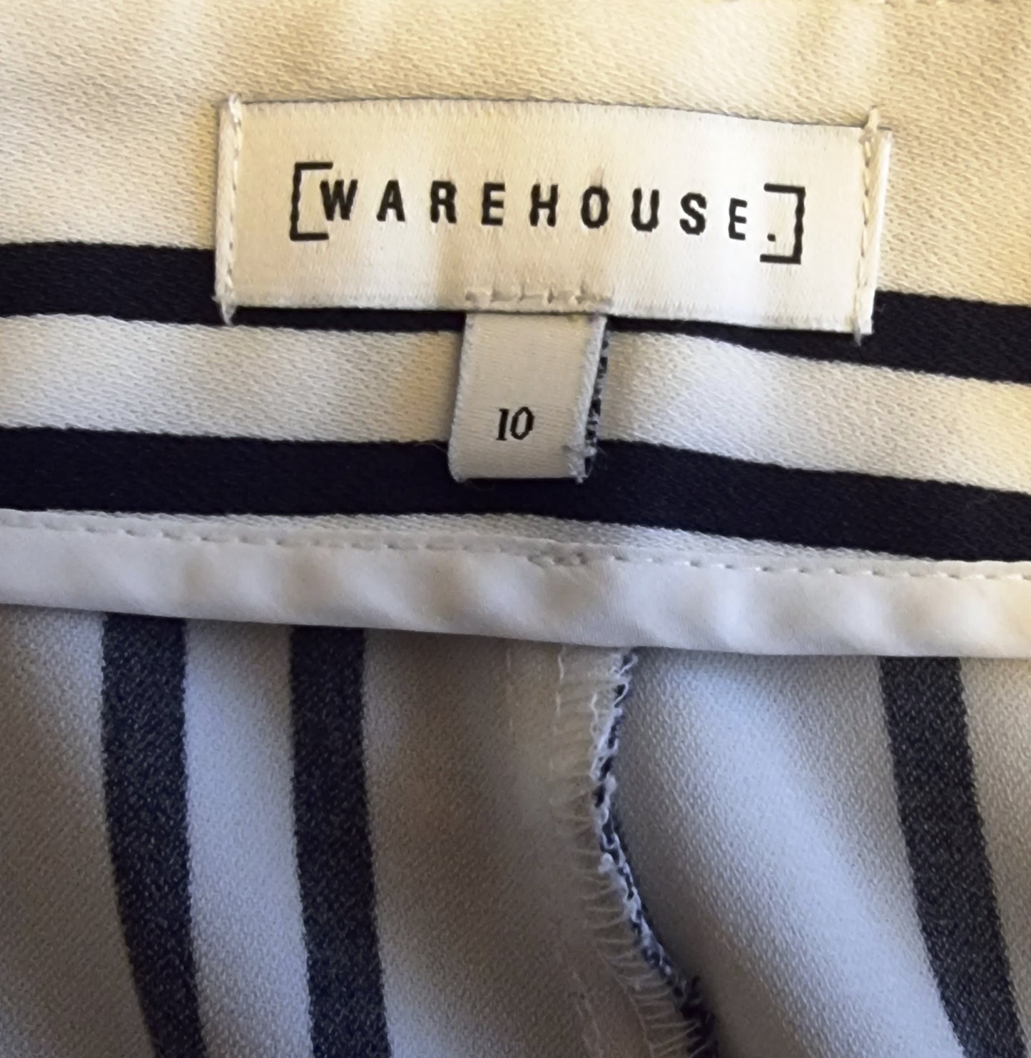 Warehouse Women's Navy & White Stripe Wide Leg Crepe Culottes UK 10 US 6 EU 38 Timeless Fashions