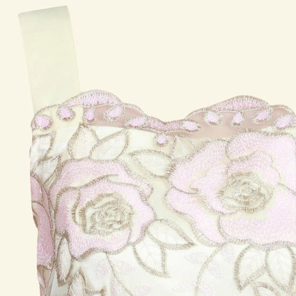 Jolie Moi Cream Pink Gold Tulle Floral Dress UK 8 US 4 EU 36 - Timelessfashions