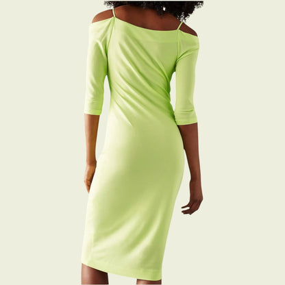 St Studio Lime Green Off Shoulder Strap Dress UK 8 US 4 EU 36 - Timelessfashions