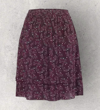 Fat Face Violet Floral Layered Skirt, Dark Plum UK 10 US 6 EU 38 Timeless Fashions