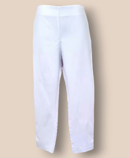 Malibu Italian White Stretch Cropped Summer Trousers UK 10 US 6 EU 38 IT 42 Timeless Fashions