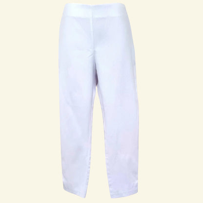 Malibu Italian White Stretch Cropped Summer Trousers UK 10 US 6 EU 38 IT 42 - Timelessfashions