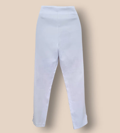 Malibu Italian White Stretch Cropped Summer Trousers UK 10 US 6 EU 38 IT 42 Timeless Fashions