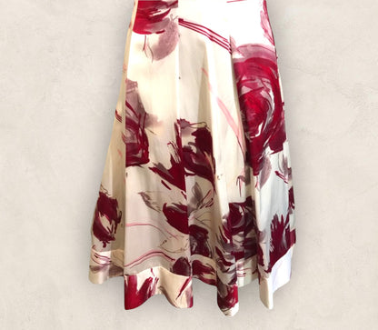 Coast Ivory Red Floral Silk Cotton Mix Dress UK 10 US 8 EU 38 Timeless Fashions