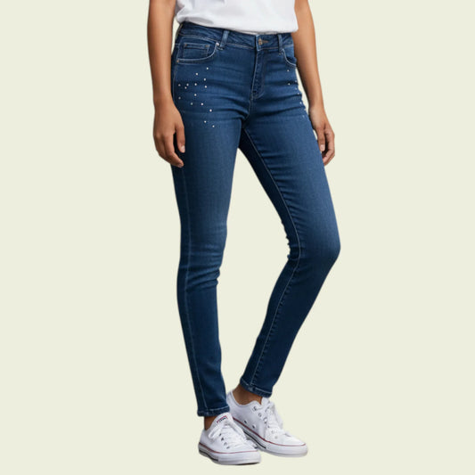 Guess Los Angeles Low Rise Studded Denim Stretch Jeans UK 10 US 6 EU 38 IT 42 - Timelessfashions