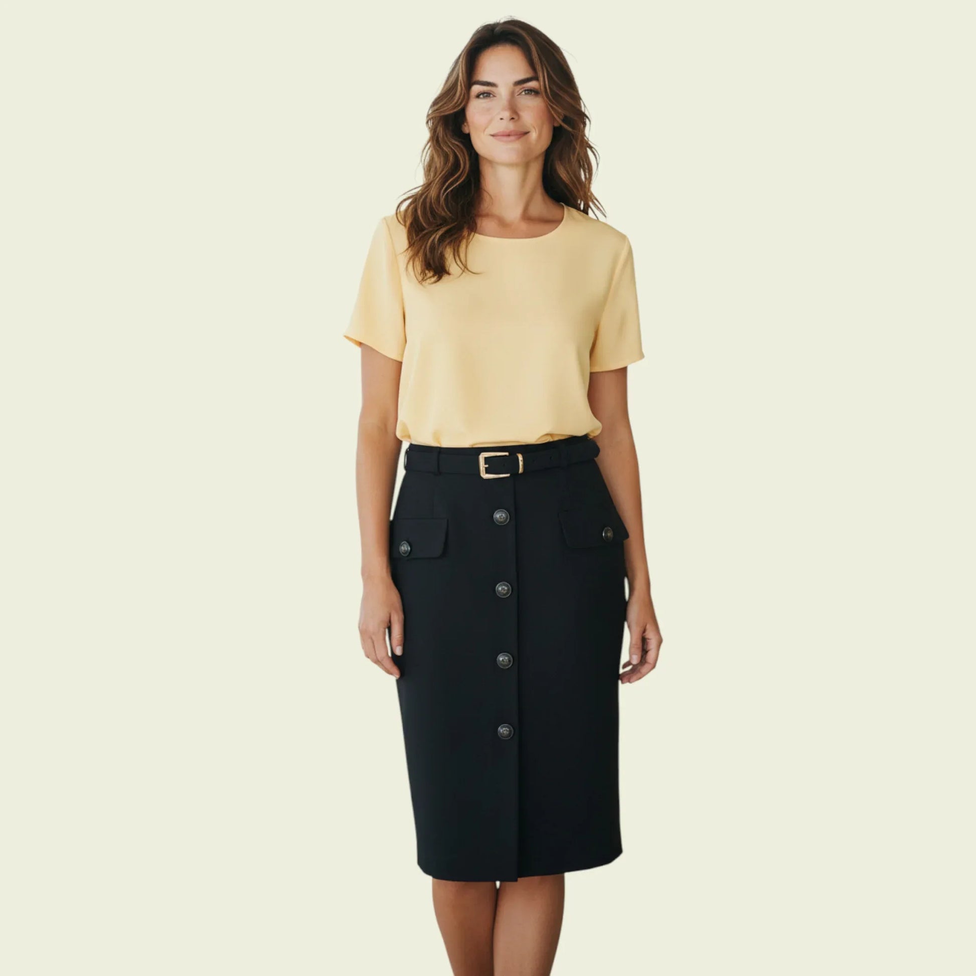 Joseph Ribkoff Vintage Yellow & Navy Short Sleeve Belted Dress UK 16 US 12 EU 44 - Timelessfashions