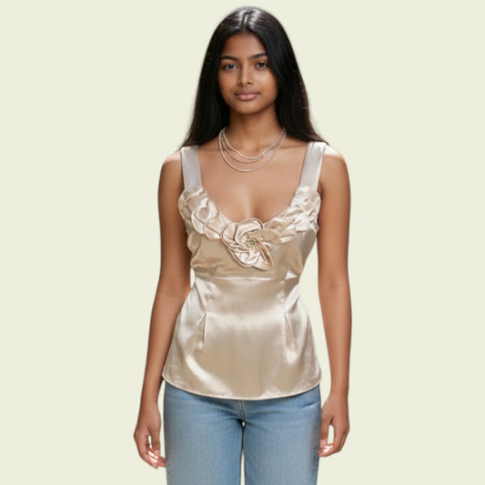Phase Eight Whisky Cream Silk Evening Top UK 10 US 6 EU 38 - Timelessfashions
