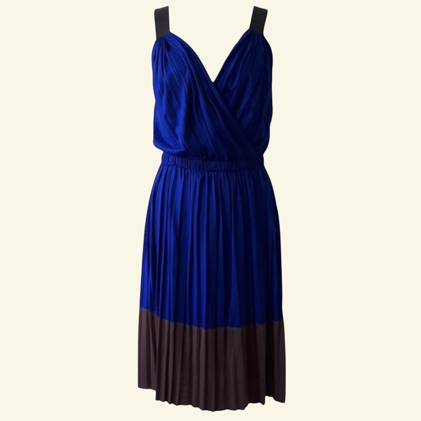 Hoss Intropia Blue & Brown Colour Block Pleated Sundress UK 10 US 6 EU 38 - Timelessfashions