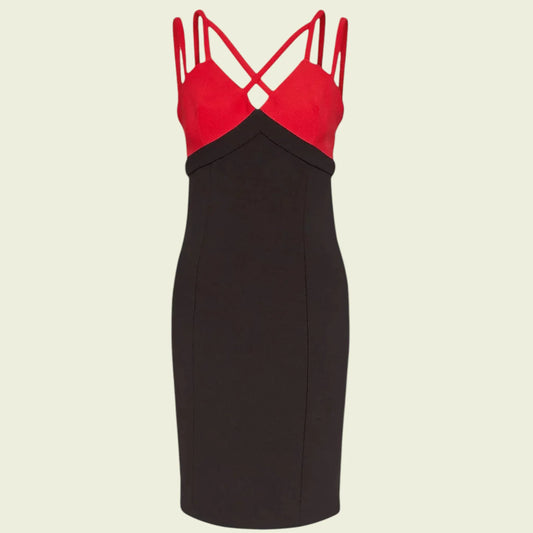 Coast Red & Black Multi Strap Mini Dress UK 12 US 8 EU 40 - Timelessfashions