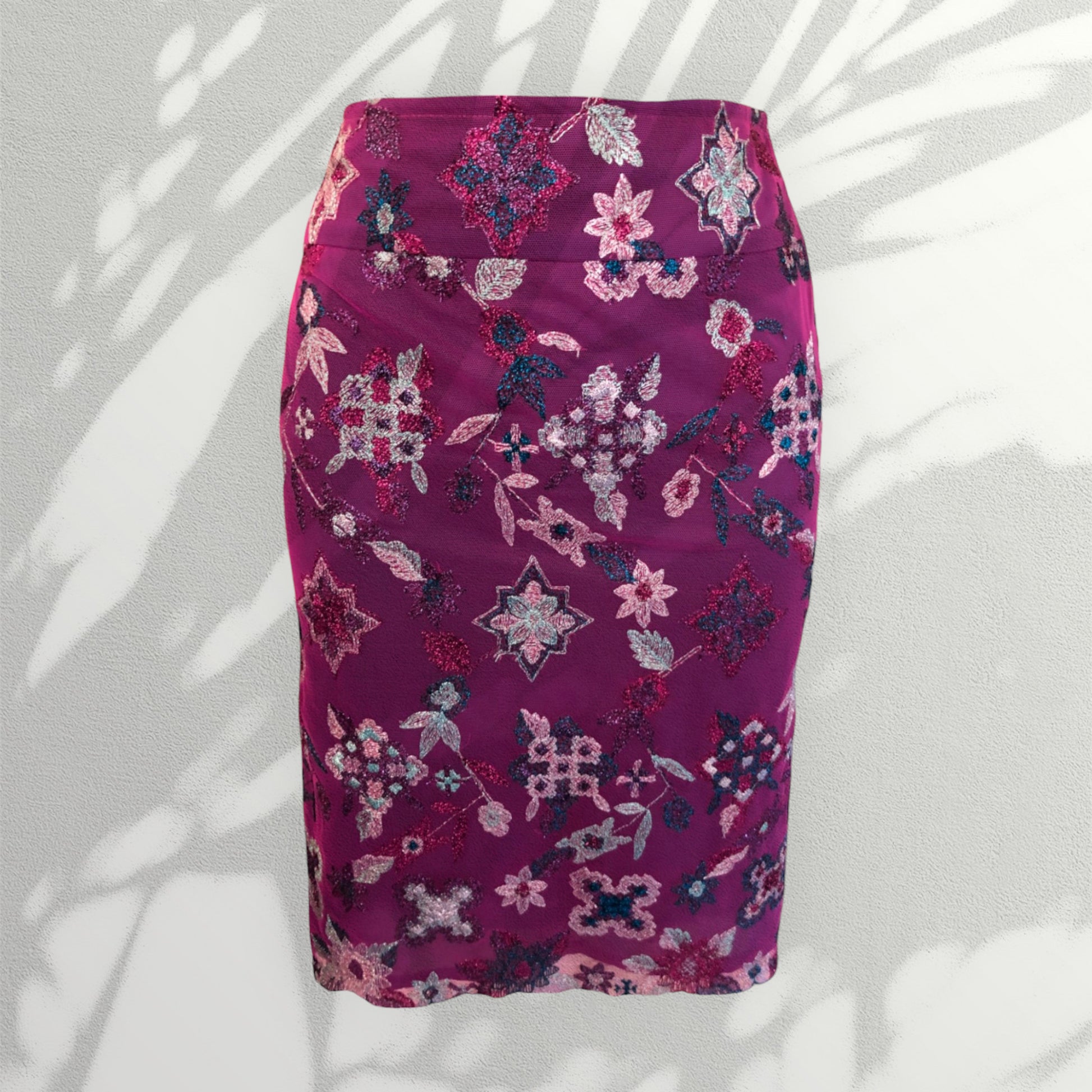 Bazar Christian Lacroix Vintage Purple Embroidered Mini Skirt UK 8 US 4 EU 34 Timeless Fashions