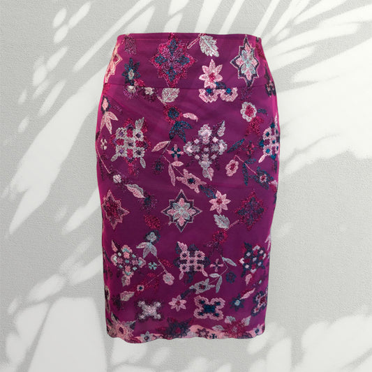 Bazar Christian Lacroix Vintage Purple Embroidered Mini Skirt UK 8 US 4 EU 34 Timeless Fashions