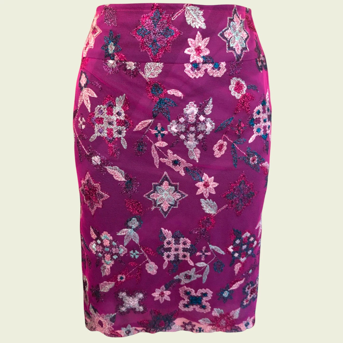 Bazar Christian Lacroix Vintage Cerise Embroidered Mini Skirt UK 8 US 4 EU 34 - Timelessfashions