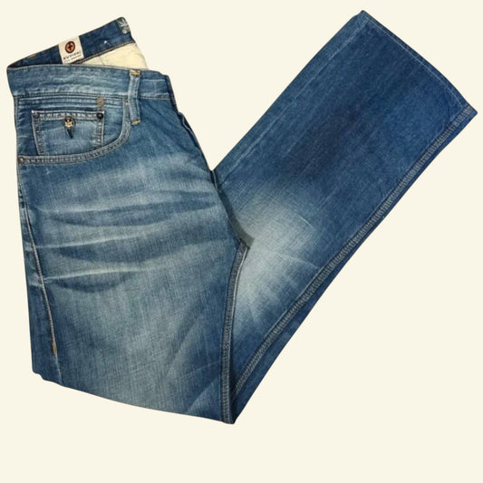 Kuyichi Daniel Men's Blue Regular Fit Straight Leg Faded Denim Jeans W34 L32 - Timelessfashions