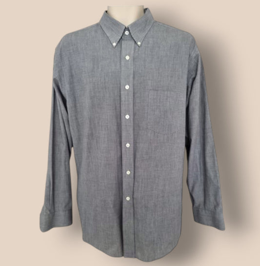 Van Heusen Men's Grey Oxford Cotton Shirt UK Size L Timeless Fashions