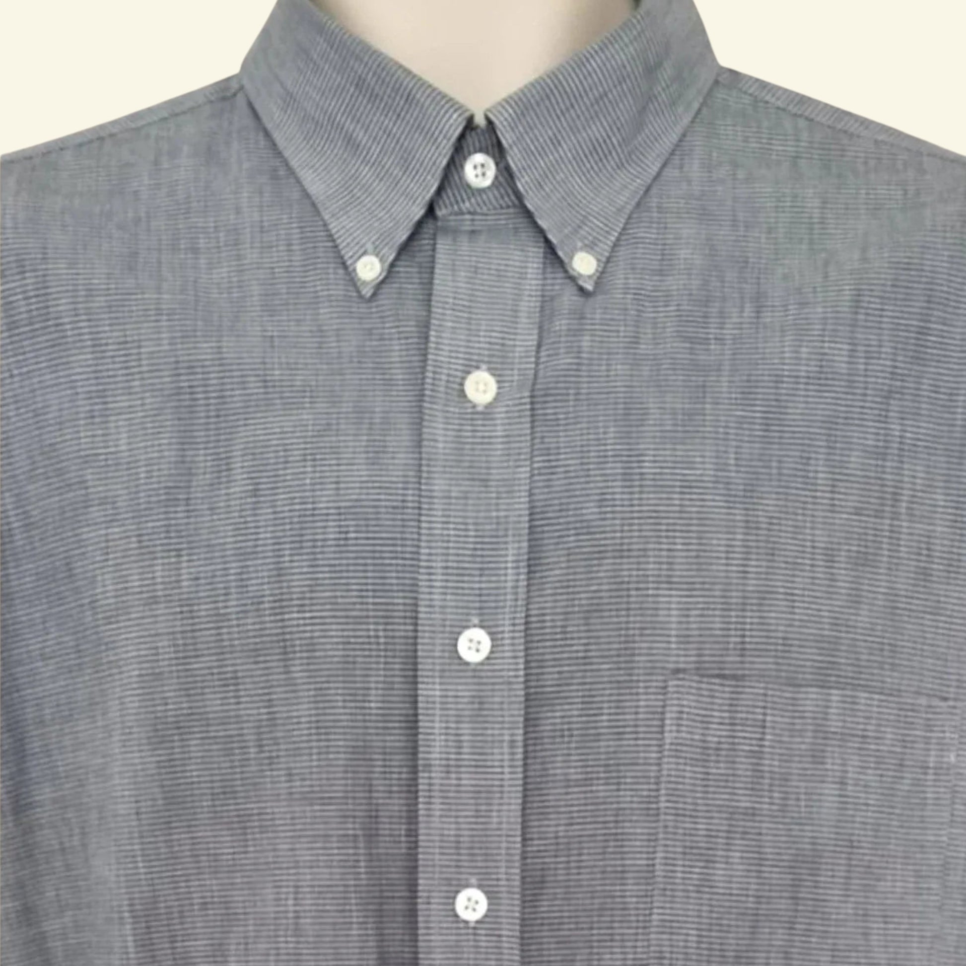 Van Heusen Men's Grey Oxford Cotton Shirt UK Size L - Timelessfashions