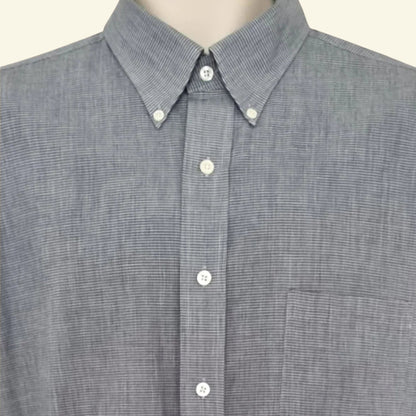 Van Heusen Men's Grey Oxford Cotton Shirt UK Size L - Timelessfashions