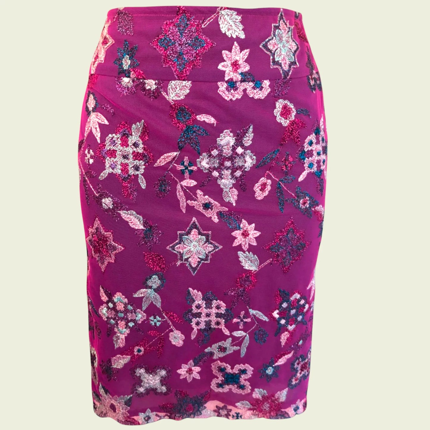 Bazar Christian Lacroix Vintage Cerise Embroidered Mini Skirt UK 8 US 4 EU 34 - Timelessfashions