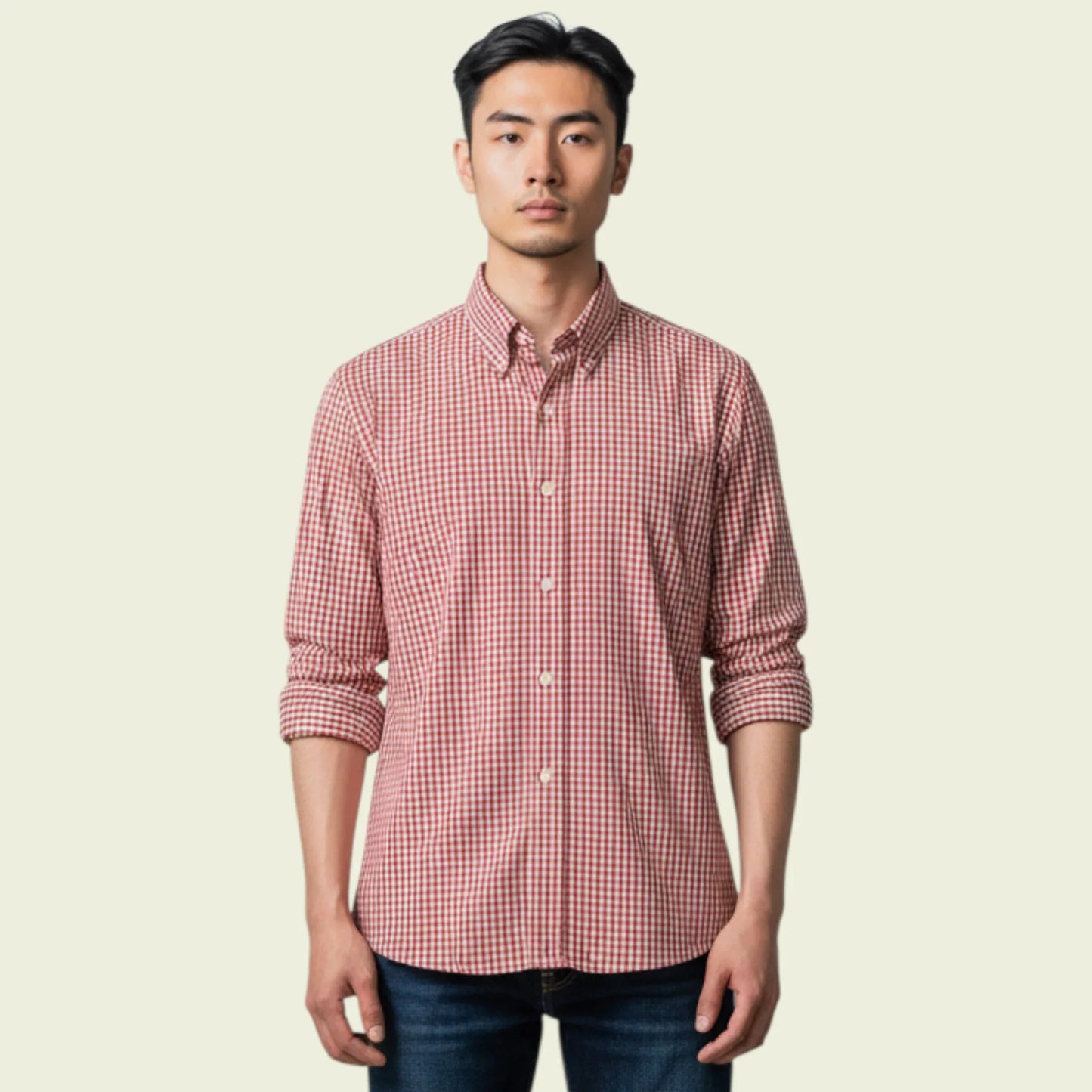 Hawes & Curtis Shirt Mens Red & White Check Formal Cotton Shirt Collar 15.5" - Timelessfashions