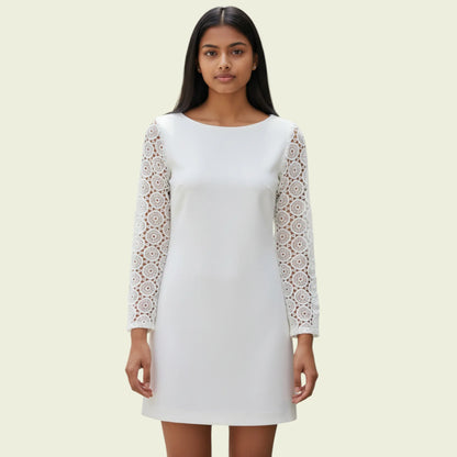 Philosophy White Ladies Lace Sleeve Dress UK 8 US 4 EU 36 - Timelessfashions