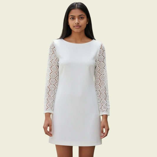 Philosophy White Ladies Lace Sleeve Dress UK 8 US 4 EU 36 - Timelessfashions
