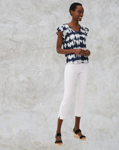 Libra White Cotton Summer Cropped Trousers UK 10 US 6 EU 38 Timeless Fashions