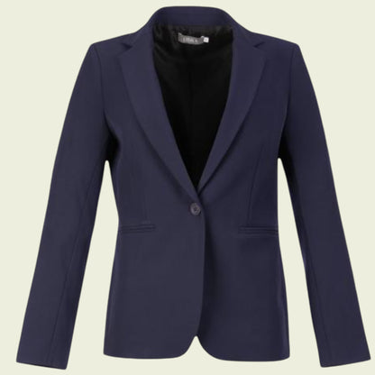 Navy blue blazer on a beige background