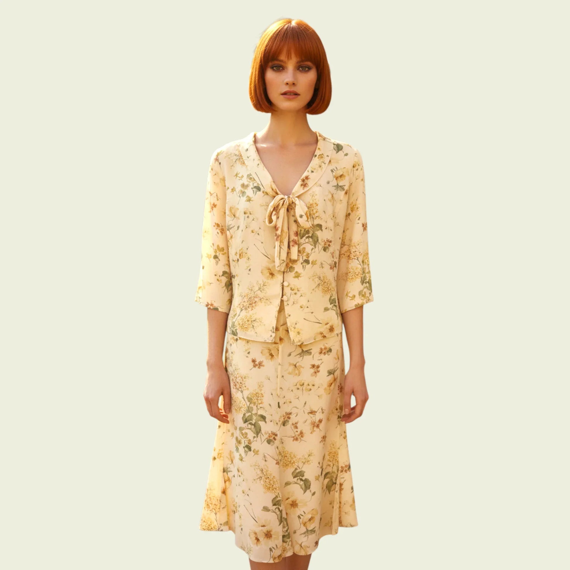 Caroline Charles Vintage Silk Skirt & Blouse UK 16 US 12 EU 44 - Timelessfashions