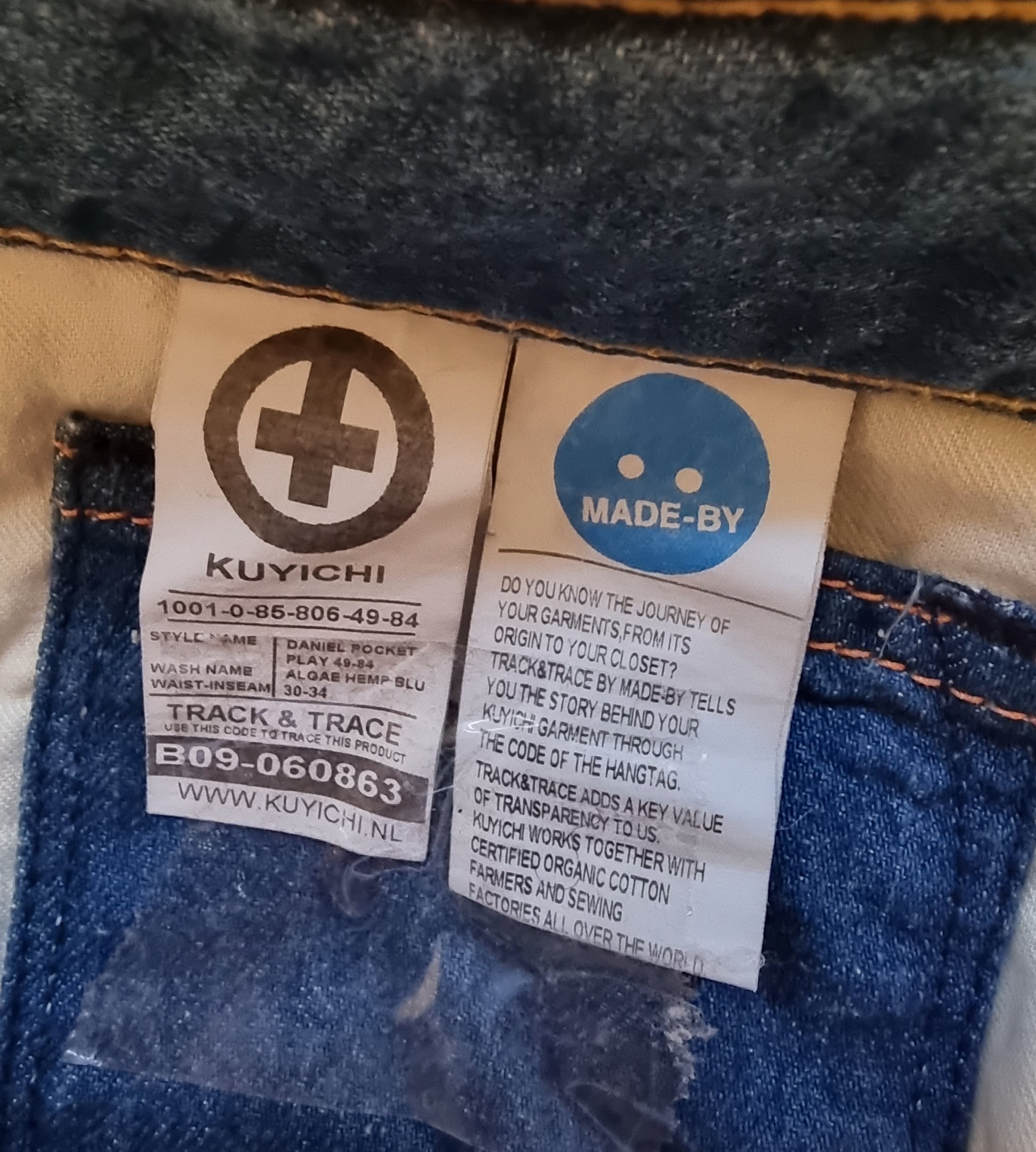 KUYICHI Daniel Men's Blue Regular Fit Straight Leg Faded Denim Jeans. Size W34 Timeless Fashions