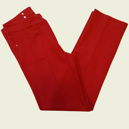 Red pants on a beige background
